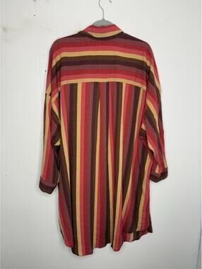 Torrid Top Womens 3X Striped Open Kimono Dark Colors Casual Relaxed Boho Long